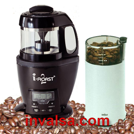 I-ROAST2 Coffee Roaster & Braun Grinder Set 230v + 2 lb Coffee
